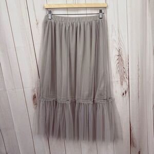 Favlux Women’s Medium Grey Tulle Ruffle Skirt Whimsical Fairy